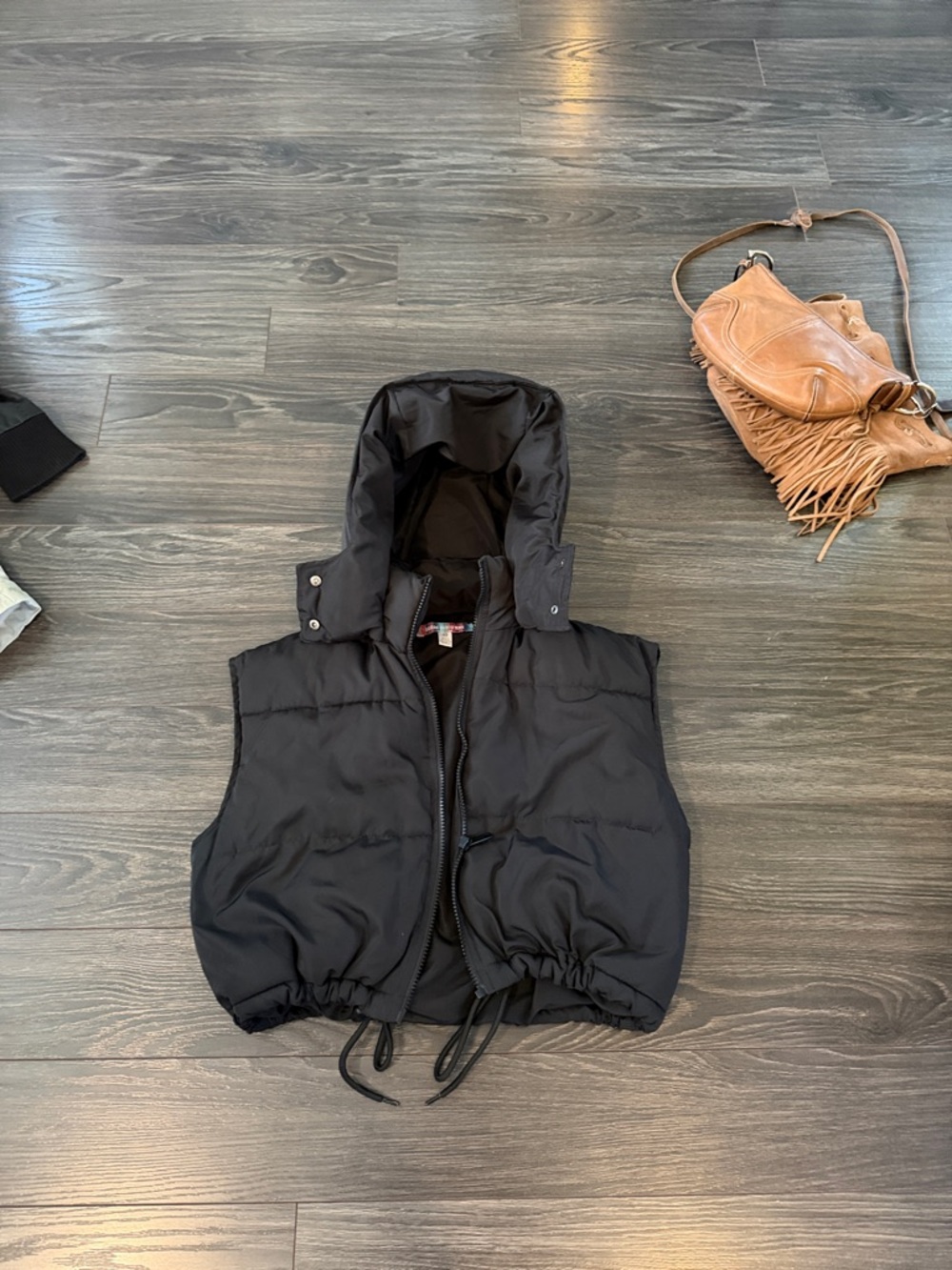 Urban Outfitters Black Jacket with Multicolor Logo Tab
